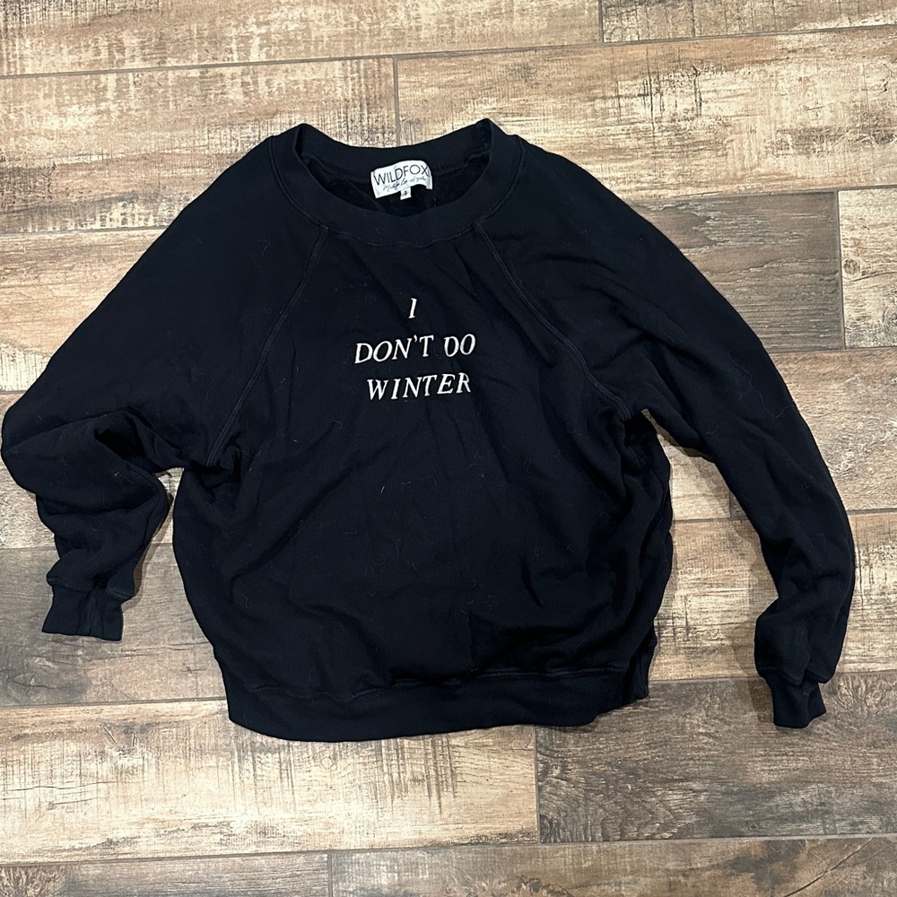 Wildfox Black Pullover with White Slogan